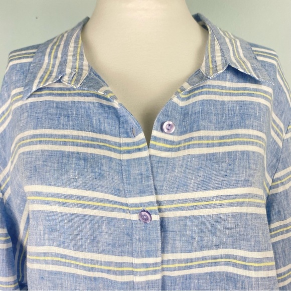COLDWATER Creek | Freshwater Blue Stripe Lakeside Linen Button-Up Tunic - Picture 4 of 9